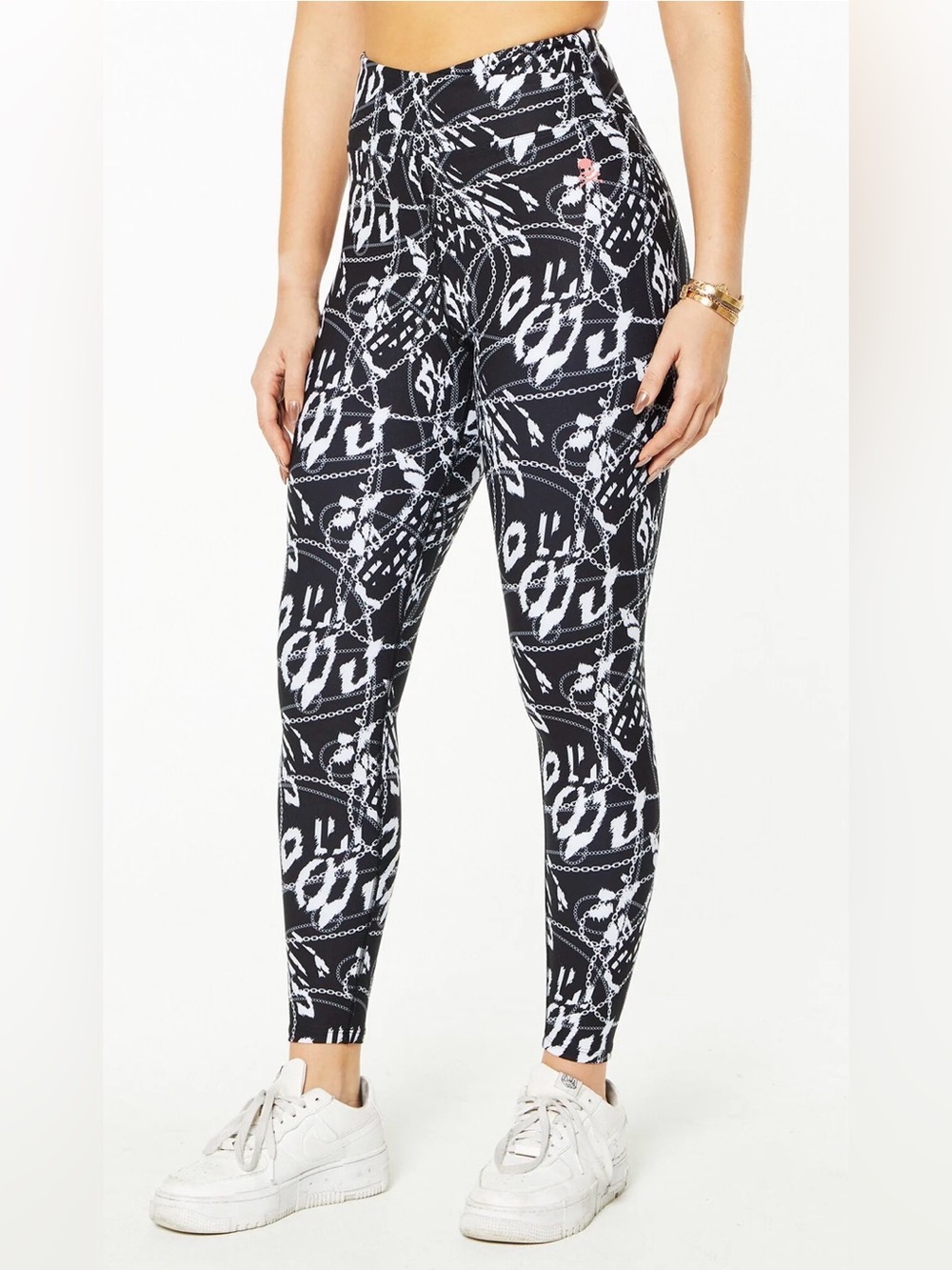 EleVen by Venus Williams Leggings in Chain Print, Black & White, Small, NWT!